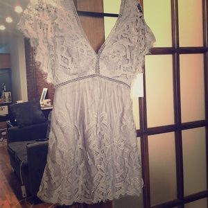 Grey lace skater dress